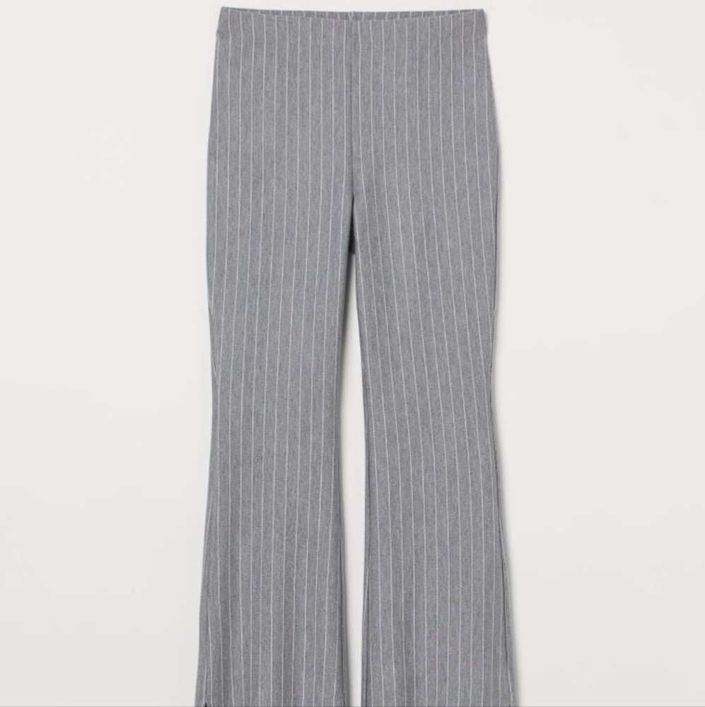 DIVIDED gray and white stripped flare pants small